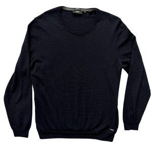 HUGO BOSS Midnight Blue Extrafine Merino Wool Crew Neck Sweater XL